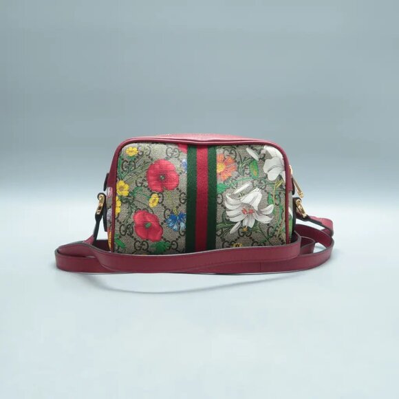 GUCCI Ophidia Red&Brown Canvas Shoulder Bag 500-020125 - Picture 2 of 12